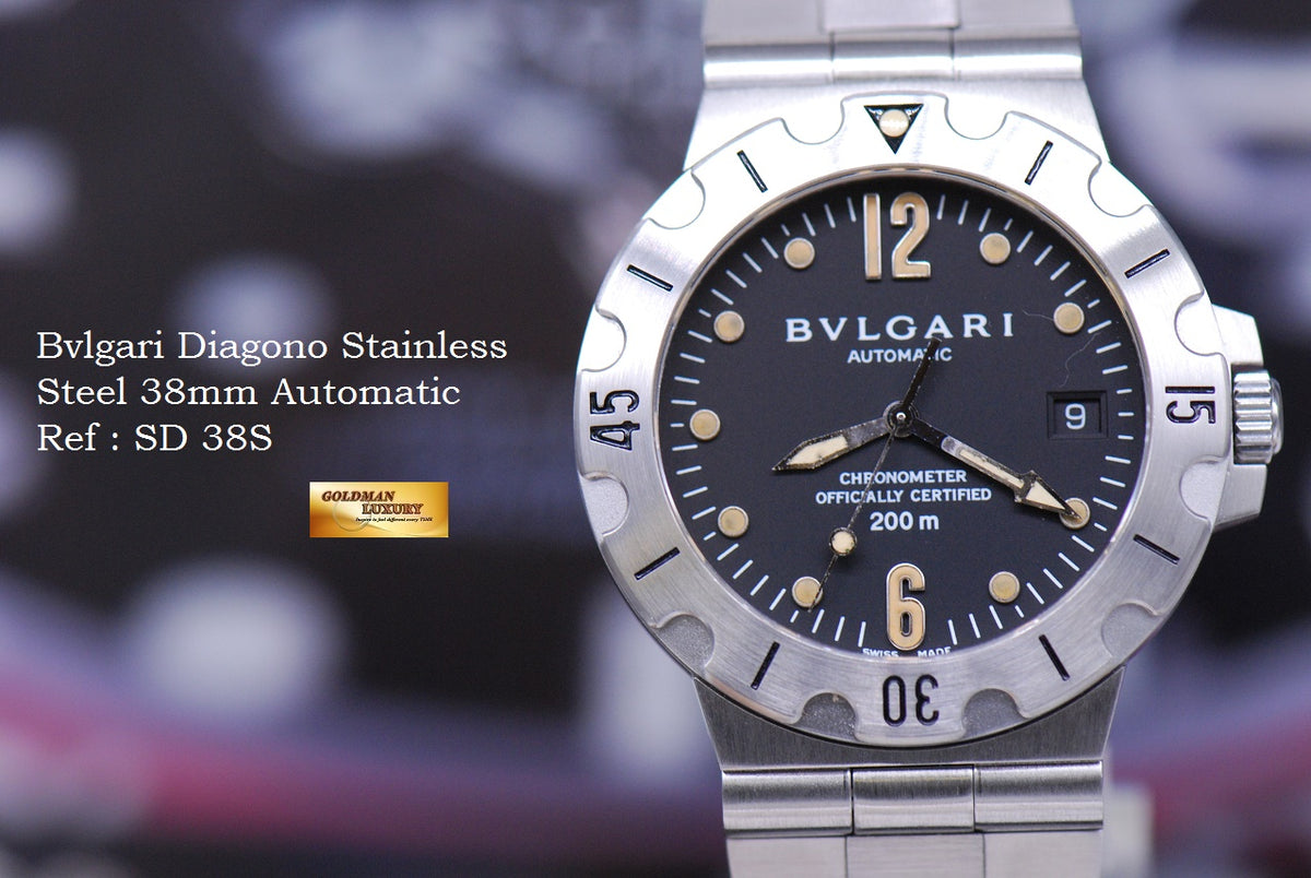 [SOLD] BVLGARI DIAGONO MENS 38mm BLACK AUTOMATIC SD 38S (MINT)