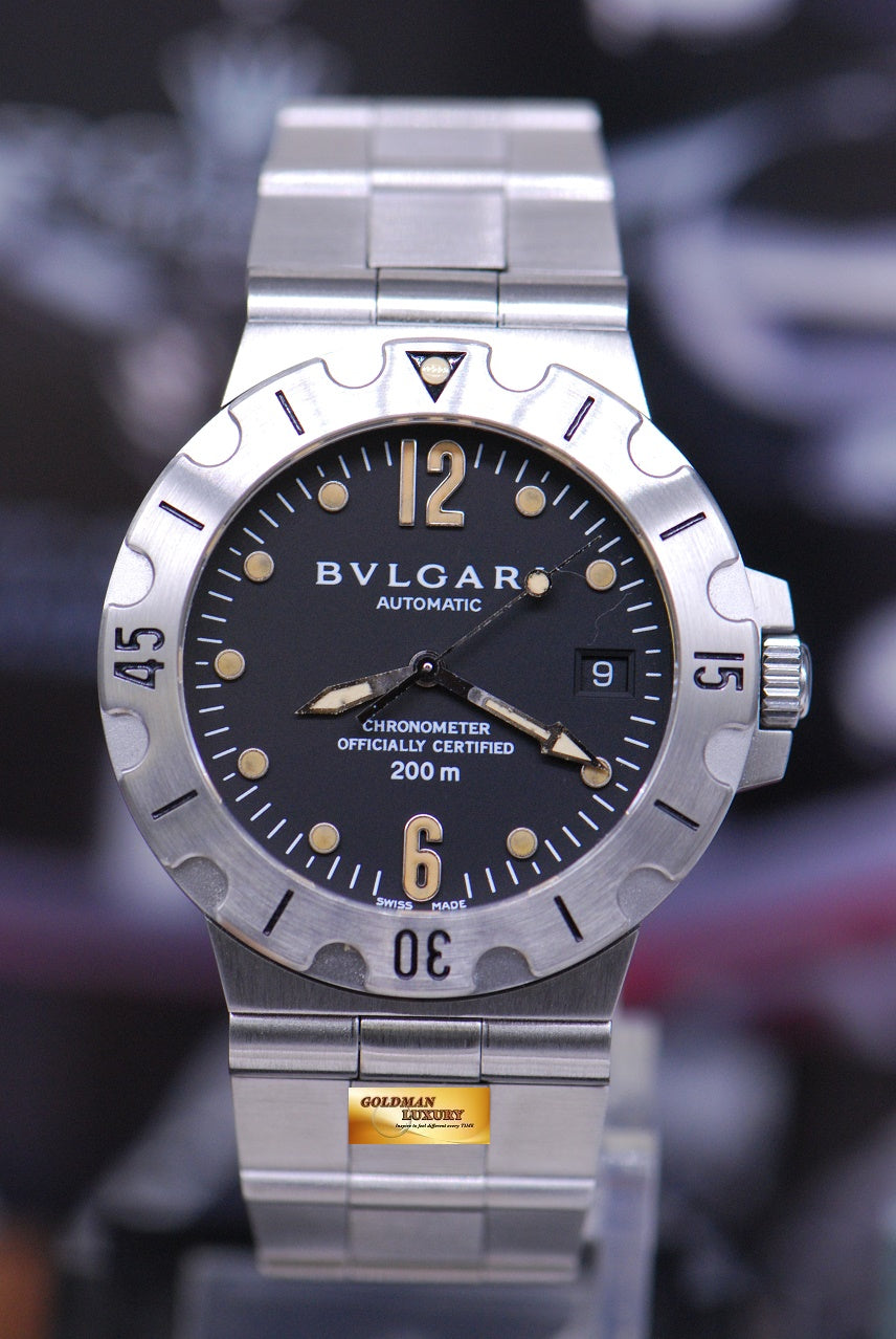 [SOLD] BVLGARI DIAGONO MENS 38mm BLACK AUTOMATIC SD 38S (MINT)