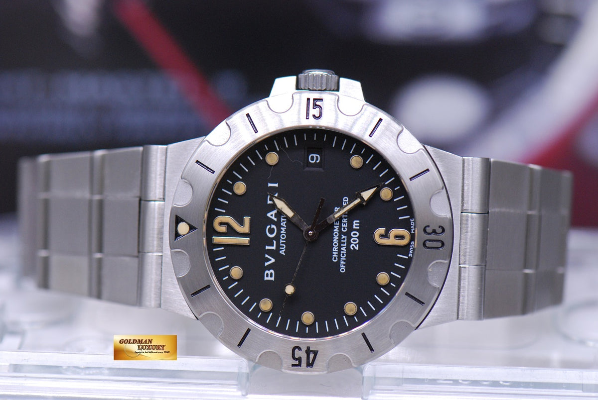 [SOLD] BVLGARI DIAGONO MENS 38mm BLACK AUTOMATIC SD 38S (MINT)