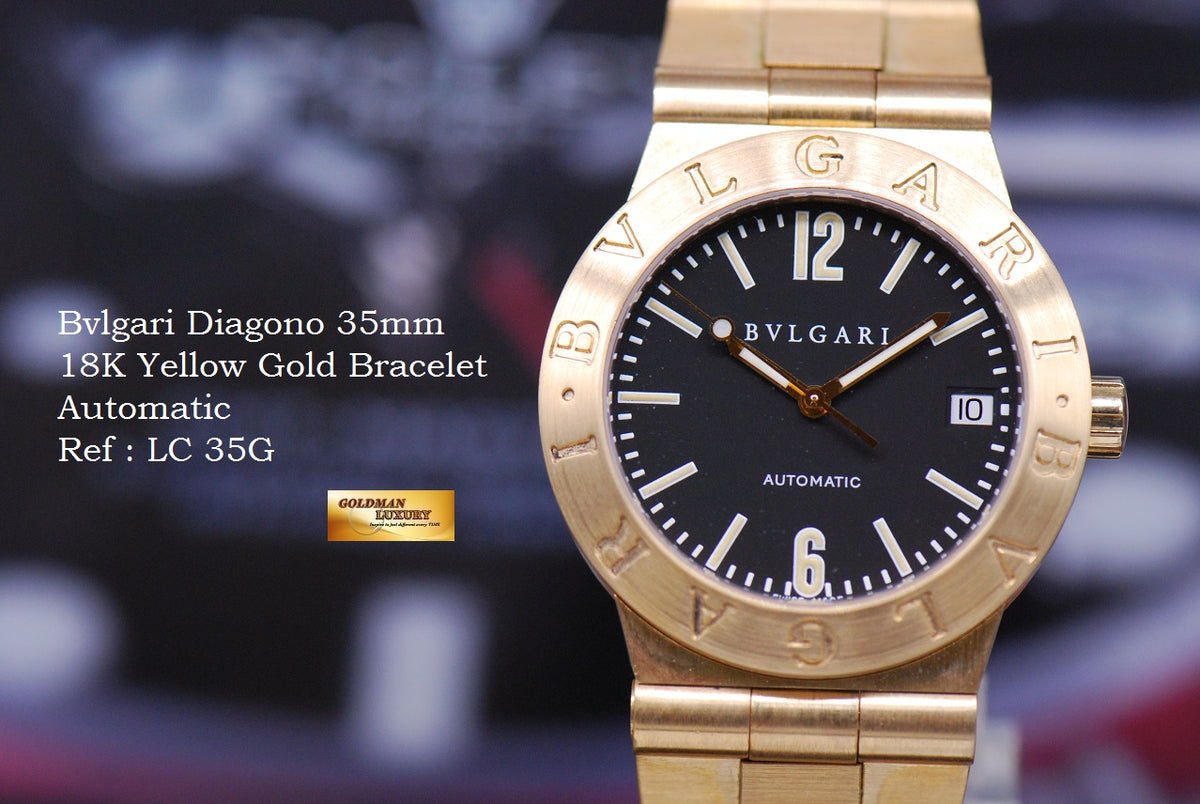 [SOLD] BVLGARI DIAGONO MENS 35mm 18K YELLOW GOLD AUTOMATIC LC 35G (MINT)