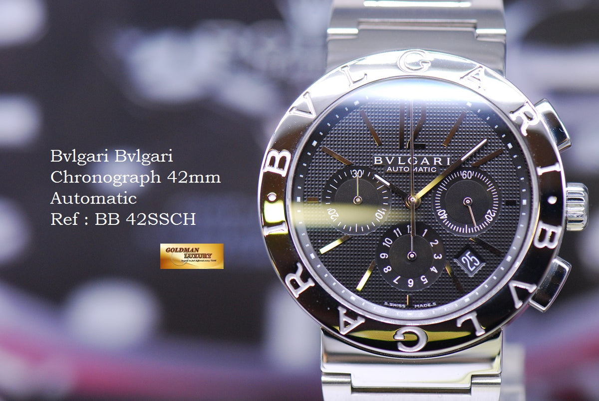 [SOLD] BVLGARI BVLGARI CHRONOGRAPH STAINLESS STEEL MENS 42mm BLACK AUTOMATIC BB42SSCH (MINT)