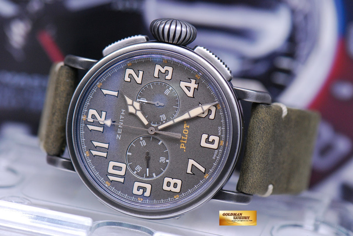 [SOLD] ZENITH PILOT TON-UP CHRONOGRAPH AUTOMATIC GREY STEEL 11.2430.4069 (MINT)