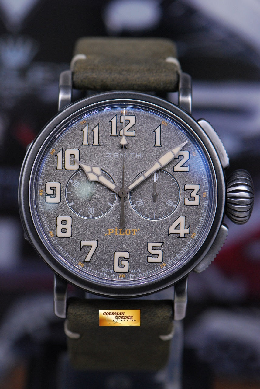 [SOLD] ZENITH PILOT TON-UP CHRONOGRAPH AUTOMATIC GREY STEEL 11.2430.4069 (MINT)