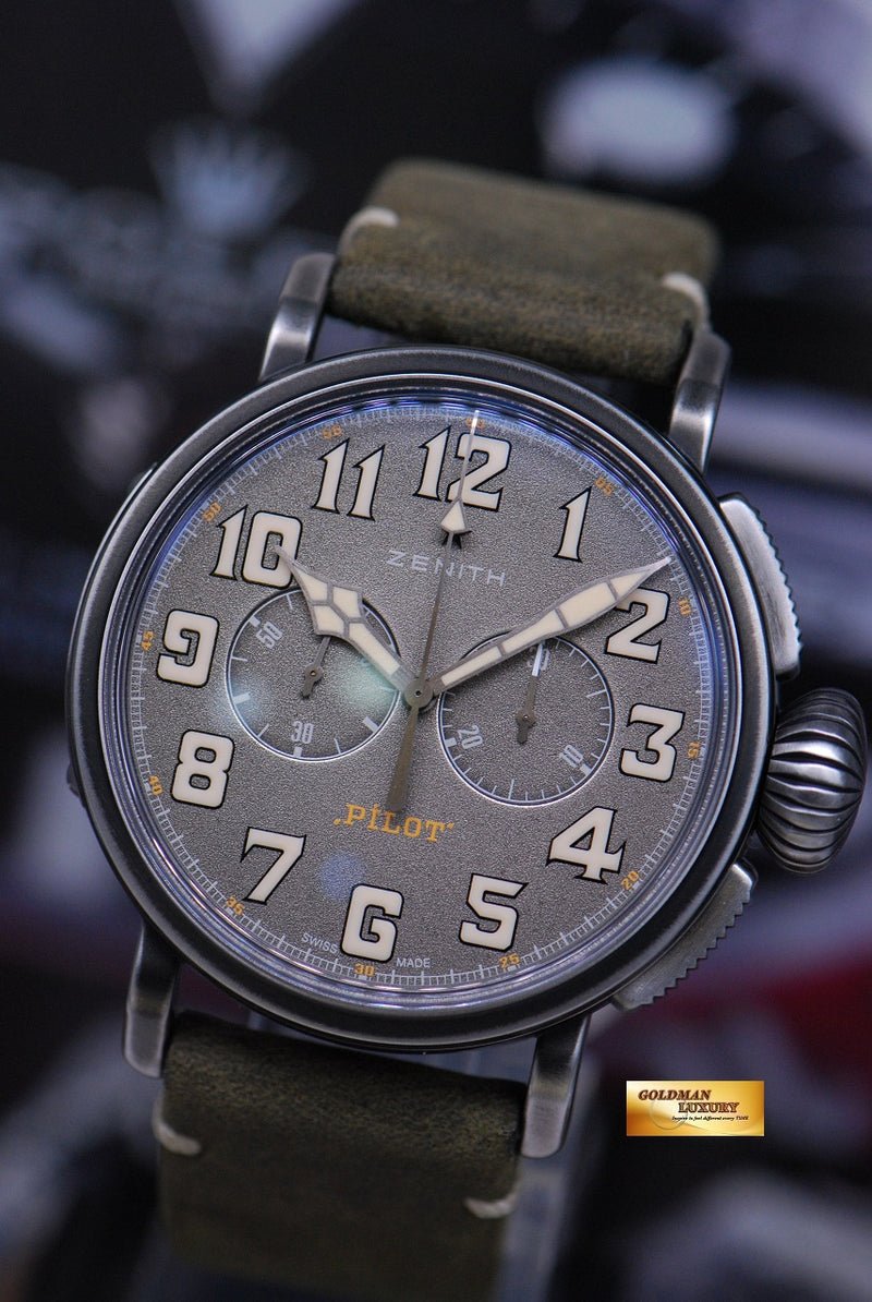 SOLD ZENITH PILOT TON UP CHRONOGRAPH AUTOMATIC GREY STEEL 11.2430