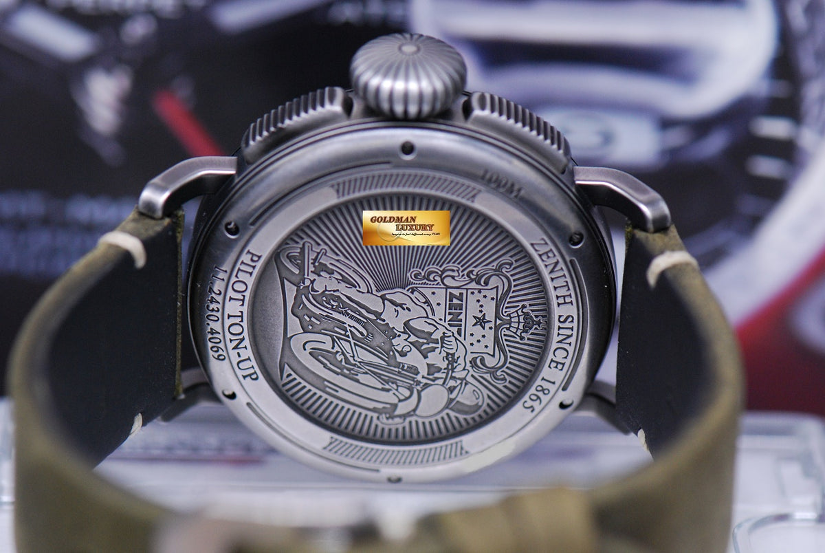 [SOLD] ZENITH PILOT TON-UP CHRONOGRAPH AUTOMATIC GREY STEEL 11.2430.4069 (MINT)