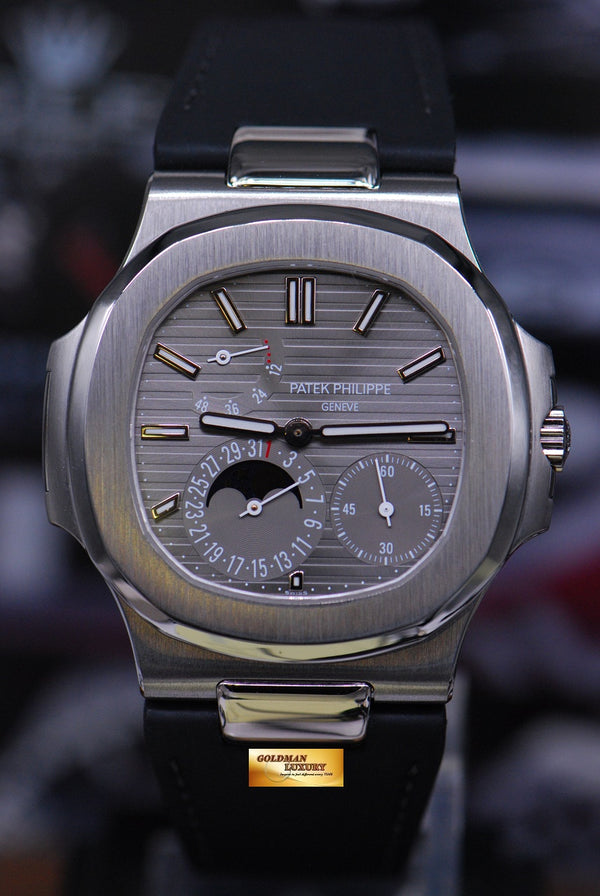 [SOLD] PATEK PHILIPPE NAUTILUS MOONPHASE POWER RESERVE 18K WHITE GOLD AUTOMATIC LEATHER STRAP 5712G (MINT)