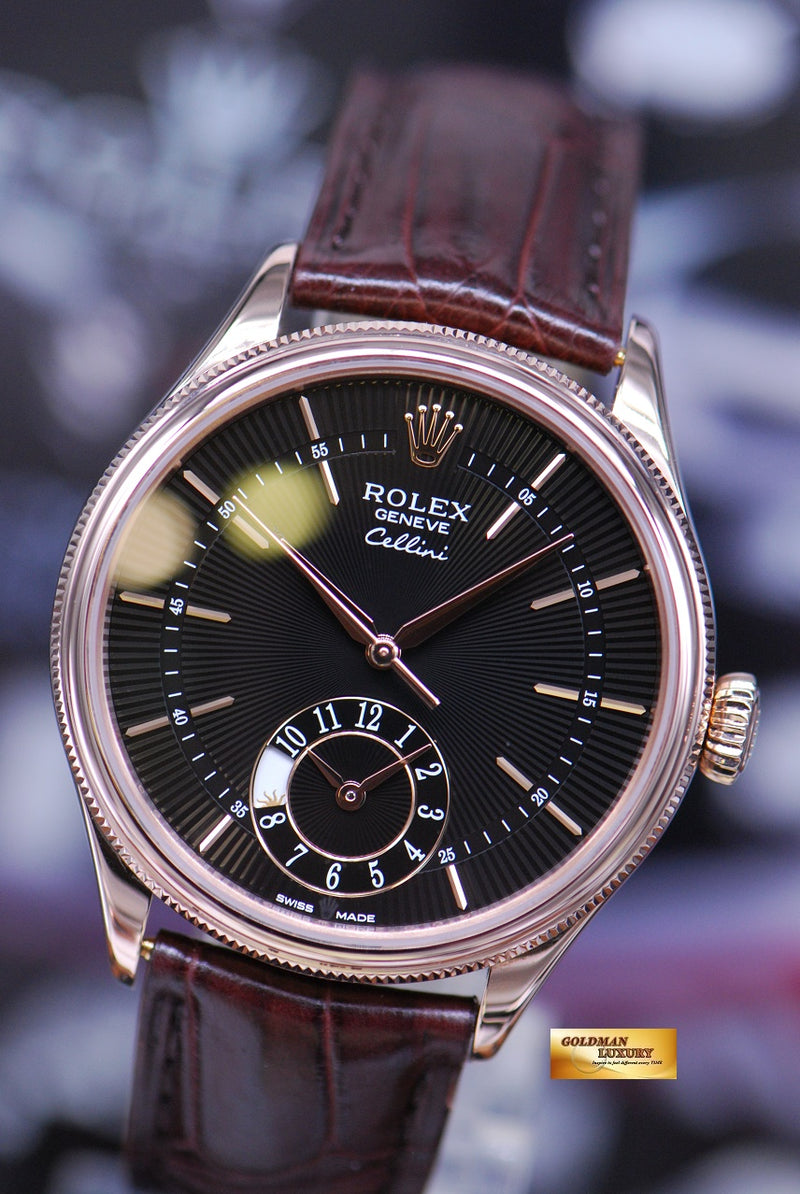 SOLD ROLEX CELLINI 39mm DUAL TIME DAY NIGHT 18K ROSE GOLD