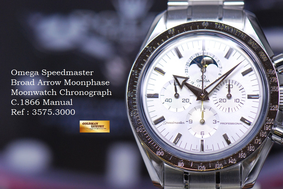 [SOLD] OMEGA SPEEDMASTER BROAD ARROW CHRONOGRAPH MOONPHASE C.1866 MANUAL (MINT)