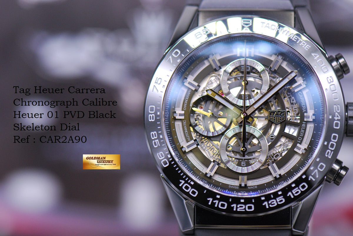 [SOLD] TAG HEUER CARRERA CHRONOGRAPH CALIBRE HEUER 01 PVD BLACK AUTOMATIC CAR2A90 (NEW)
