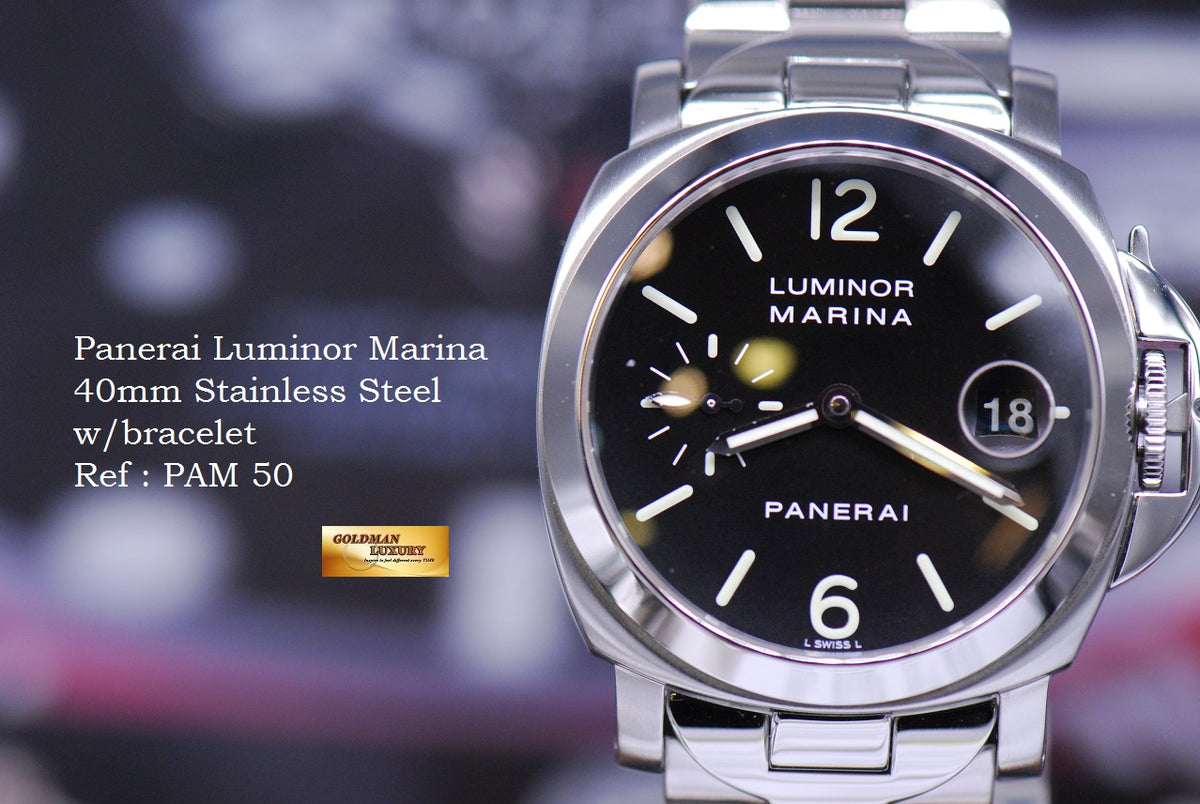 [SOLD] PANERAI LUMINOR MARINA 40mm STAINLESS STEEL BRACELET AUTOMATIC PAM 50 (MINT)