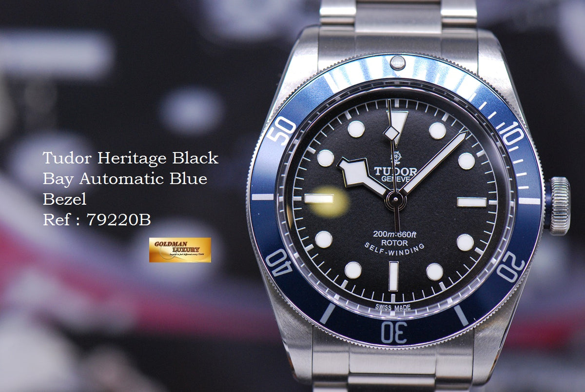 [SOLD] TUDOR HERITAGE BLACK BAY BLUE BEZEL AUTOMATIC 79220B (ROSE LOGO) (MINT)