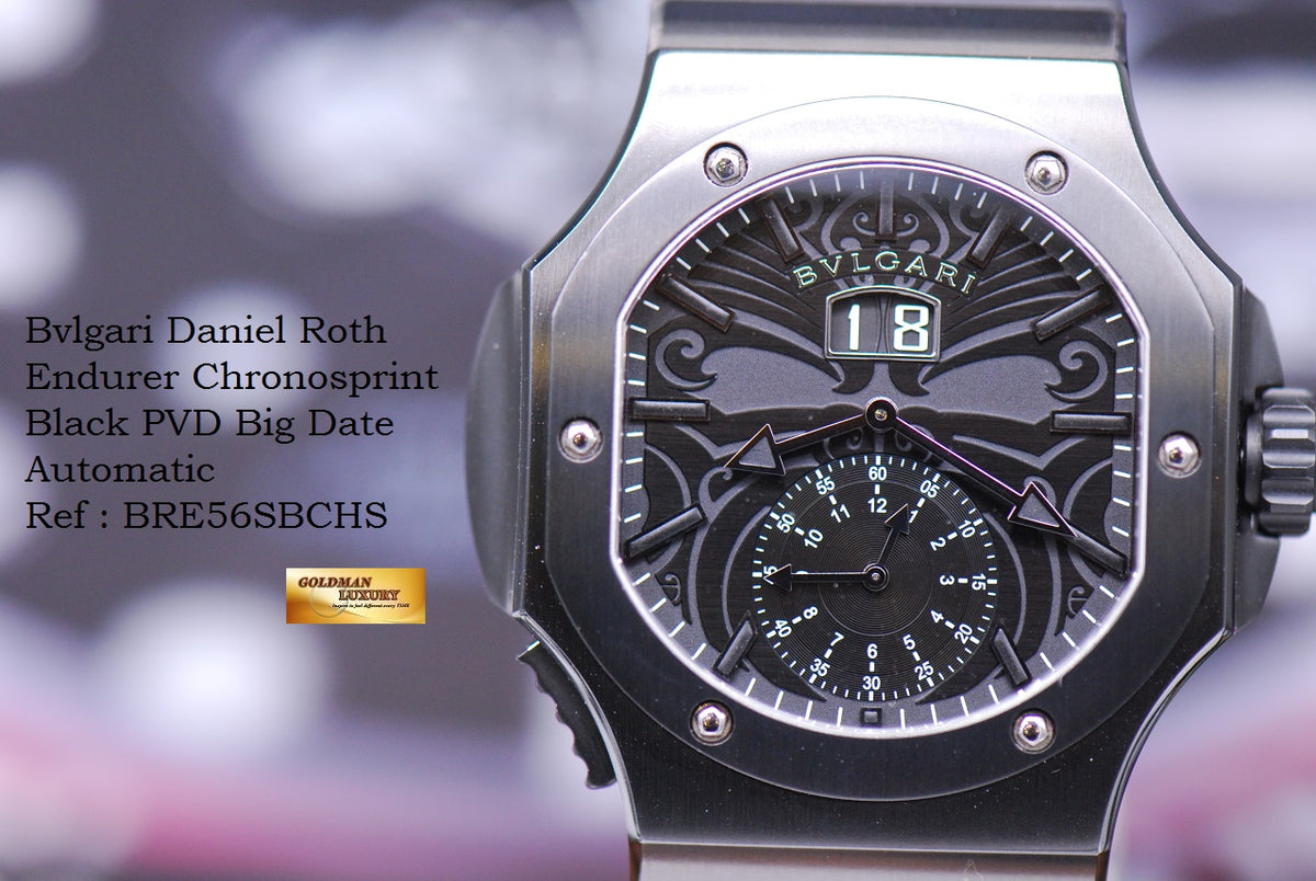[SOLD] BVLGARI DANIEL ROTH ENDURER ALL BLACK CHRONOSPRINT PVD BLACK AUTOMATIC BRE56SBCHS (MINT)