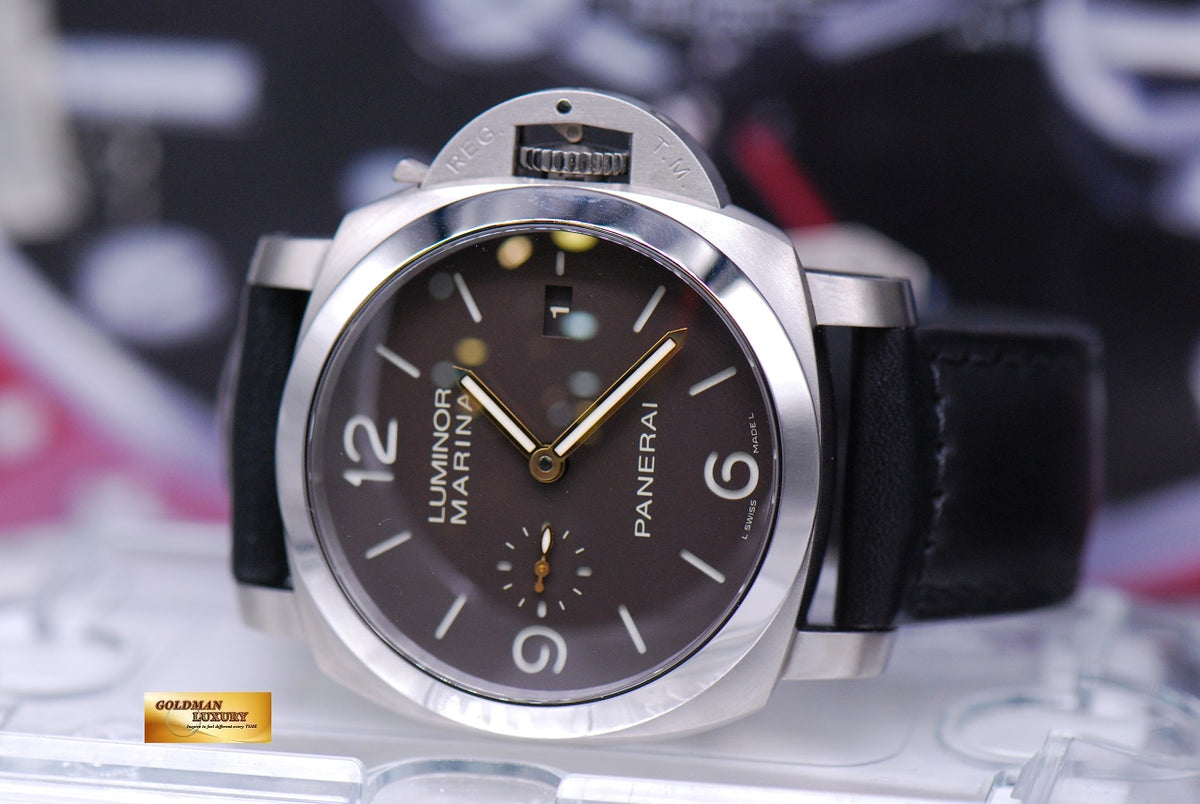 [SOLD] PANERAI LUMINOR MARINA 44mm TITANIUM TOBACCO BROWN DIAL AUTOMATIC PAM 351 (MINT)