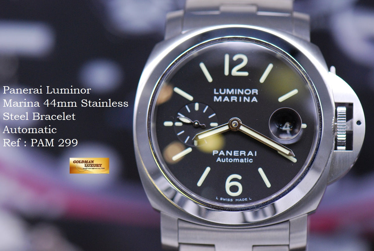 [SOLD] PANERAI LUMINOR MARINA 44mm STAINLESS STEEL  AUTOMATIC PAM 299 (MINT)