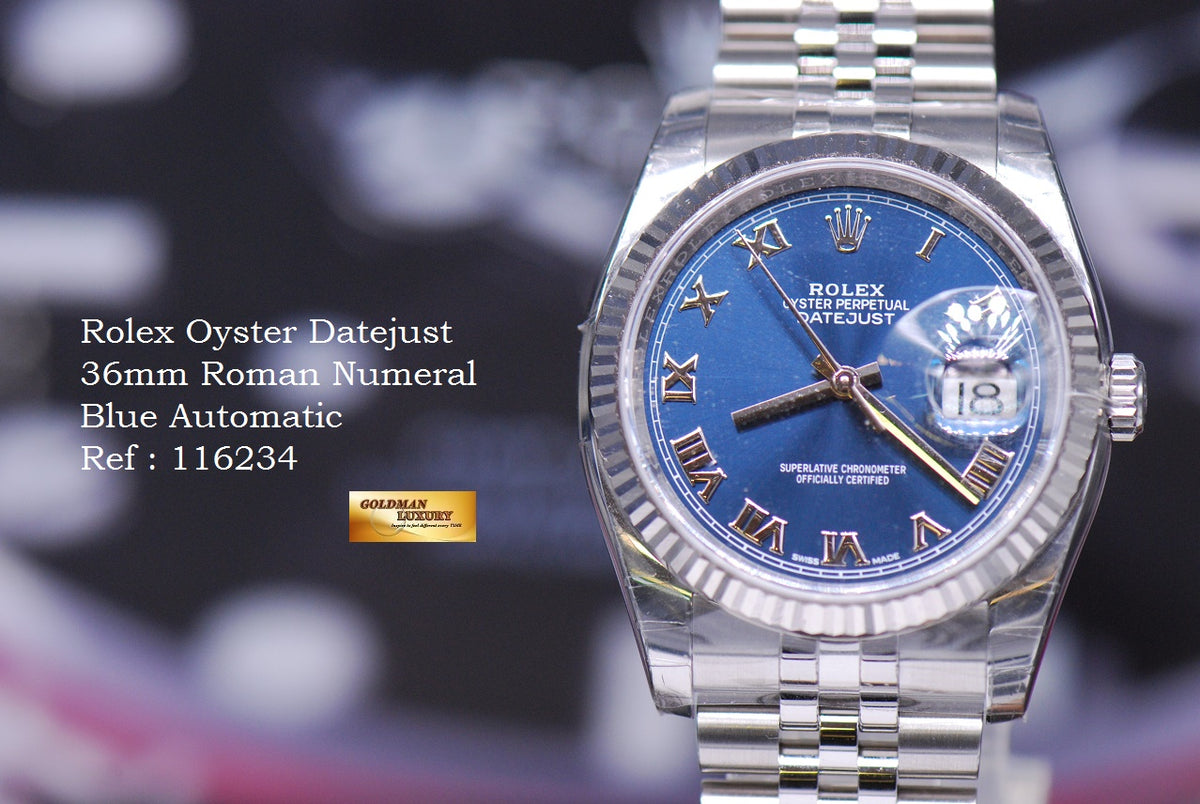 [SOLD] ROLEX OYSTER PERPETUAL DATEJUST 36mm BLUE JUBILEE BRACELET 116234 (NEW-UNWORN)