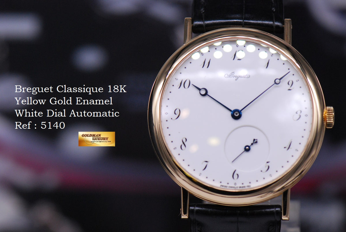 [SOLD] BREGUET CLASSIQUE 18K YELLOW GOLD ENAMEL WHITE DIAL AUTOMATIC 5140 (MINT)