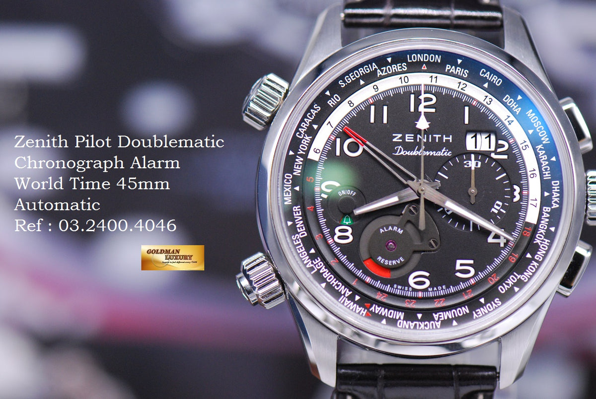 [SOLD] ZENITH PILOT DOUBLEMATIC 45mm CHRONOGRAPH ALARM WORLD TIME BIG DATE AUTOMATIC (MINT)
