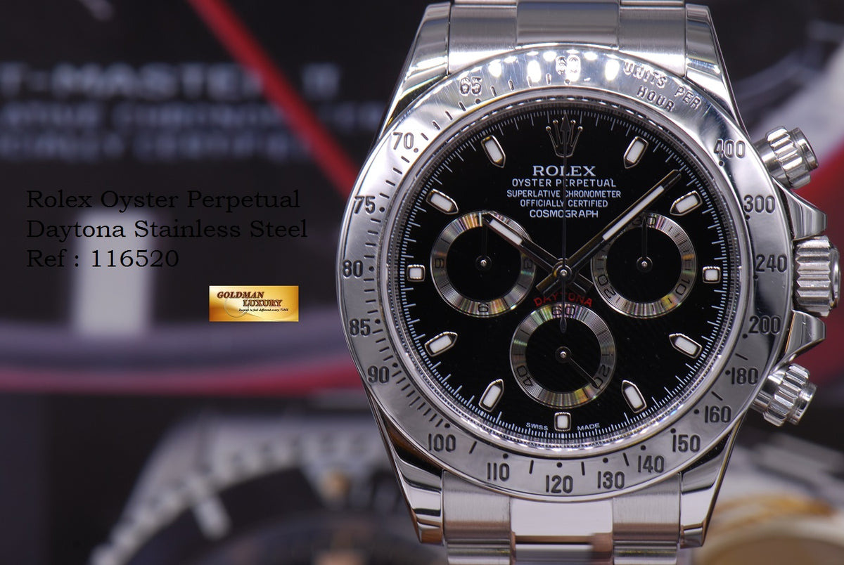 [SOLD] ROLEX OYSTER PERPETUAL DAYTONA STAINLESS STEEL CHRONOGRAPH BLACK Ref : 116520 (MINT)