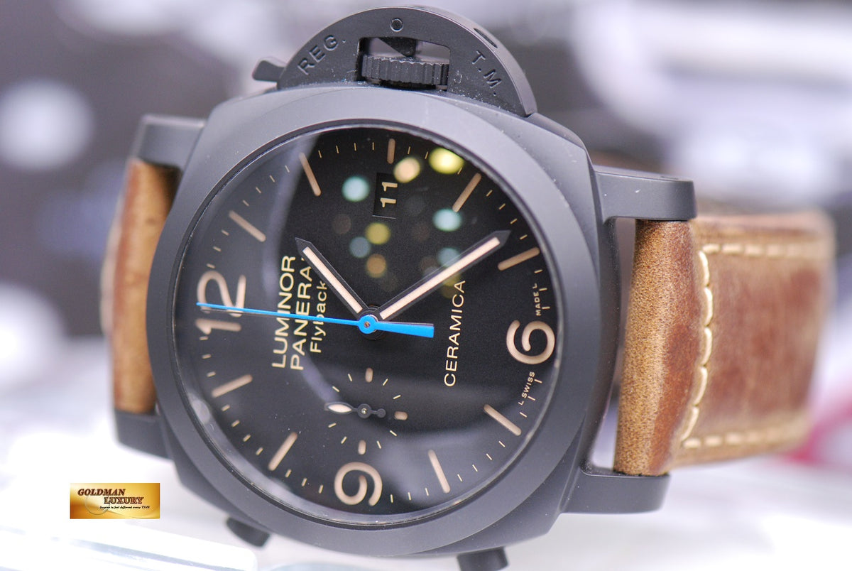 [SOLD] PANERAI LUMINOR FLYBACK CHRONOGRAPH BLACK CERAMIC AUTOMATIC PAM 580 (MINT)