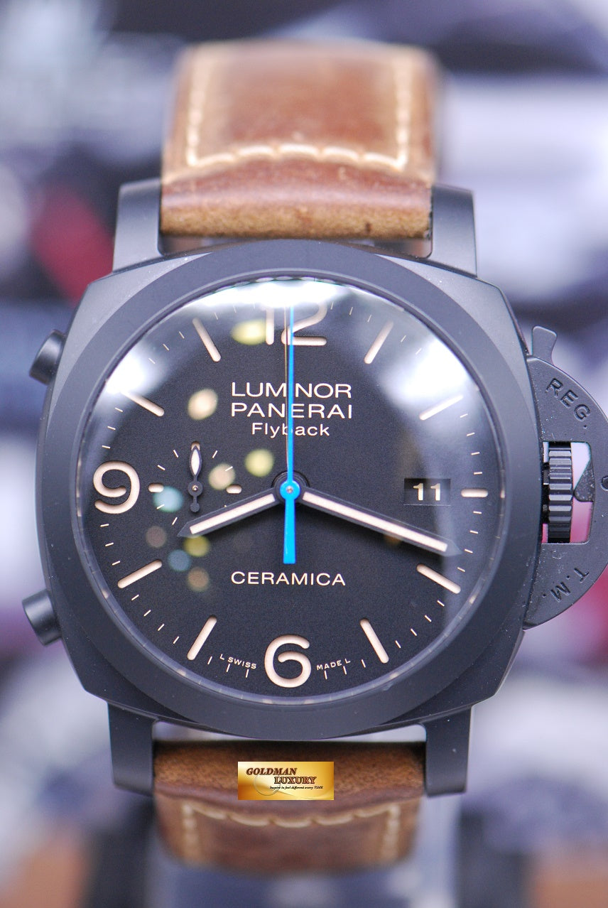 [SOLD] PANERAI LUMINOR FLYBACK CHRONOGRAPH BLACK CERAMIC AUTOMATIC PAM 580 (MINT)