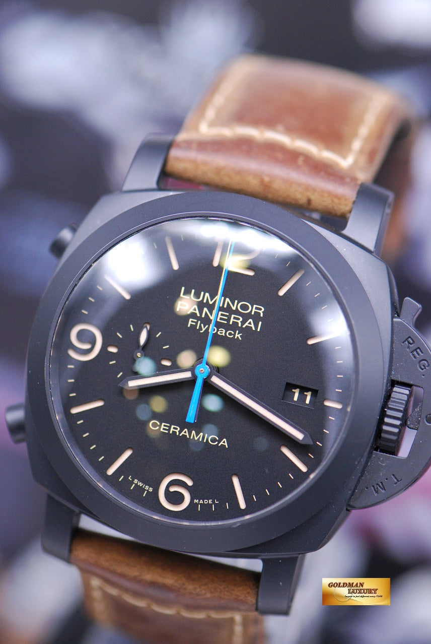 [SOLD] PANERAI LUMINOR FLYBACK CHRONOGRAPH BLACK CERAMIC AUTOMATIC PAM 580 (MINT)