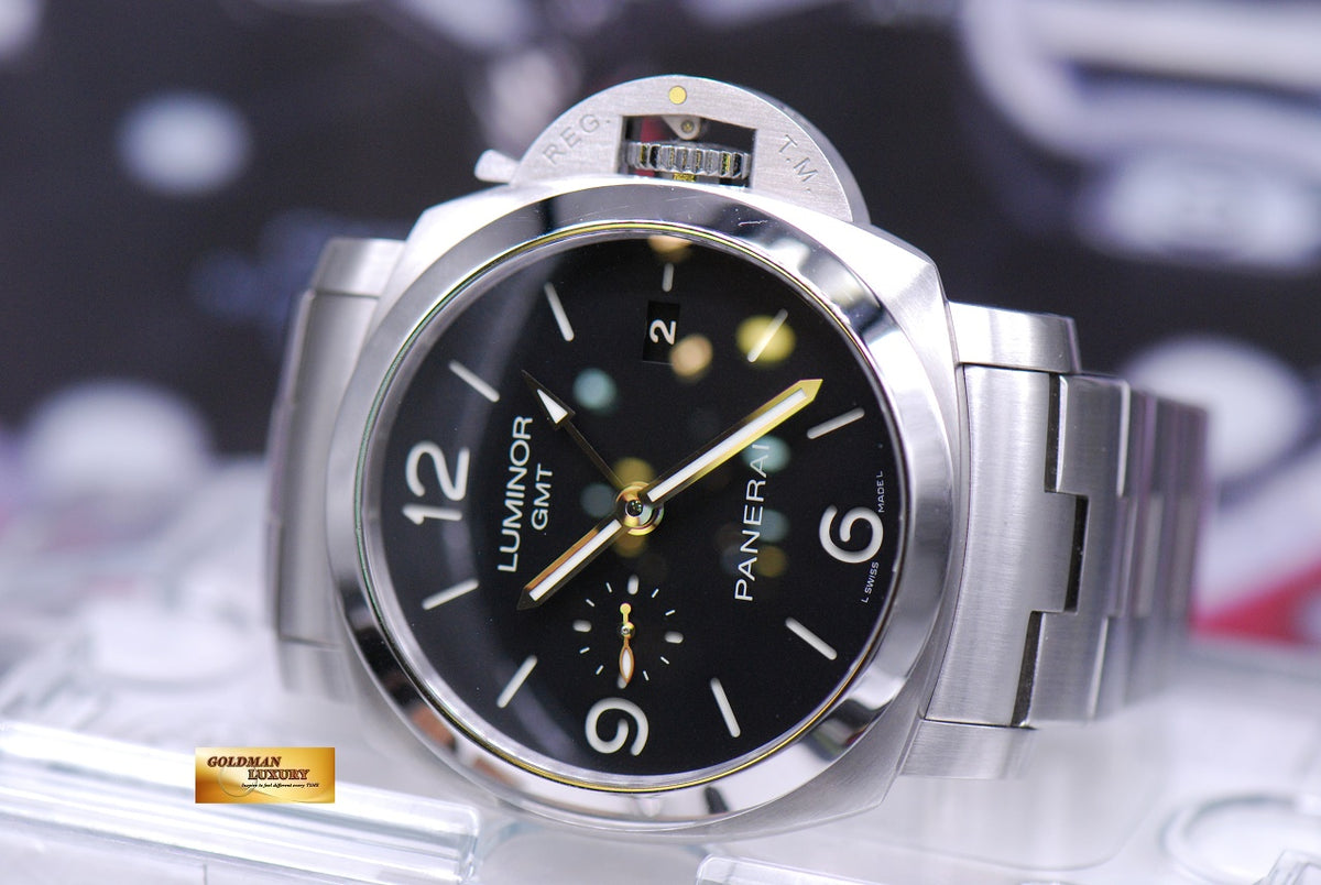 [SOLD] PANERAI LUMINOR 1950 GMT 44mm STAINLESS STEEL BRACELET PAM 329 AUTOMATIC (MINT)