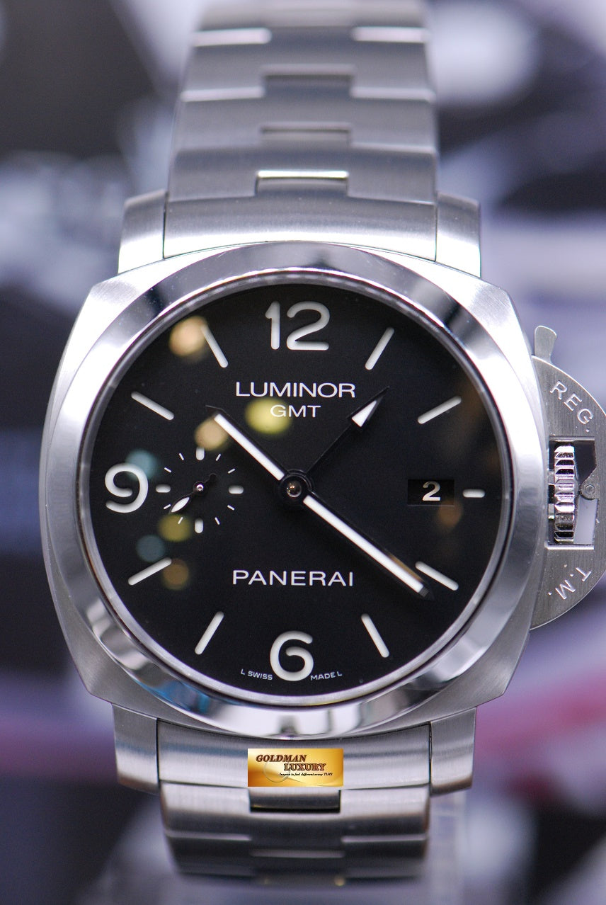 [SOLD] PANERAI LUMINOR 1950 GMT 44mm STAINLESS STEEL BRACELET PAM 329 AUTOMATIC (MINT)