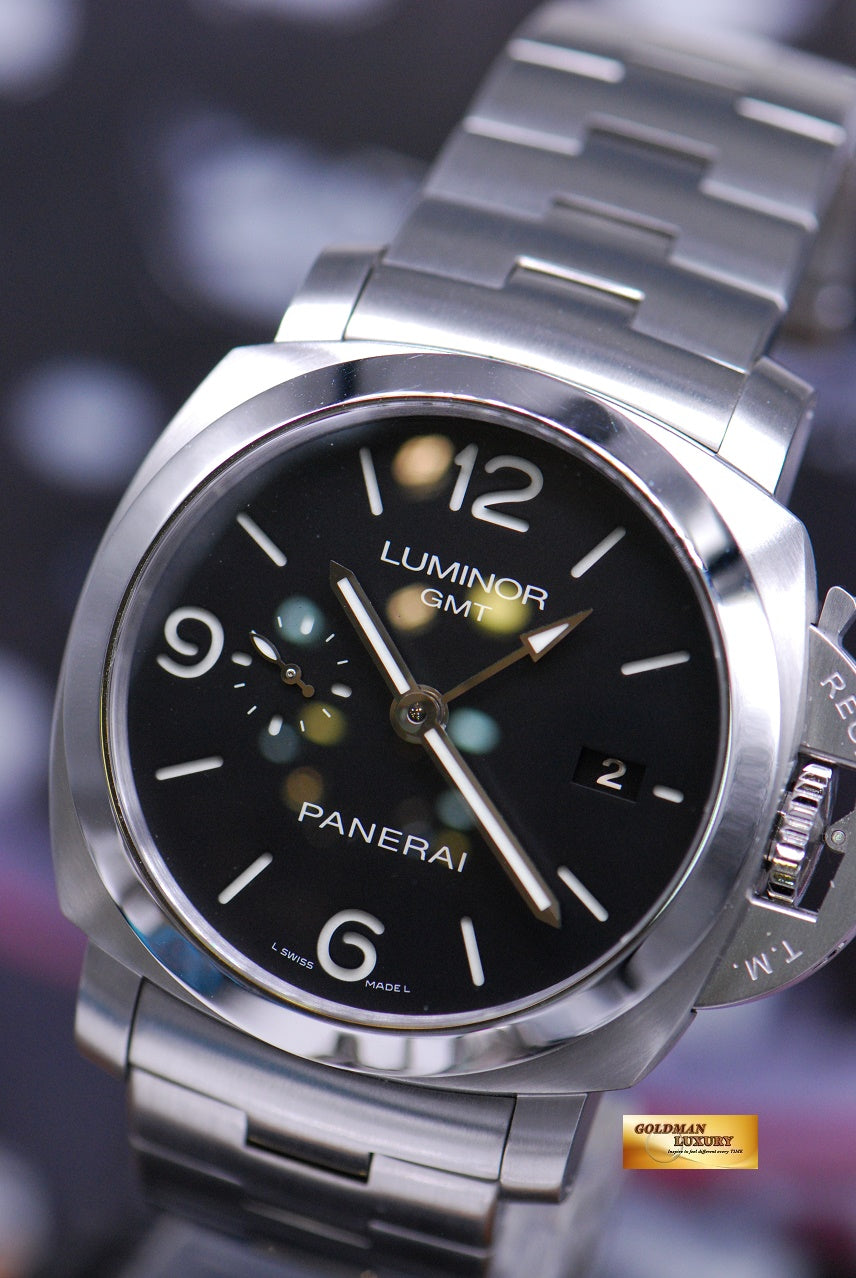 [SOLD] PANERAI LUMINOR 1950 GMT 44mm STAINLESS STEEL BRACELET PAM 329 AUTOMATIC (MINT)