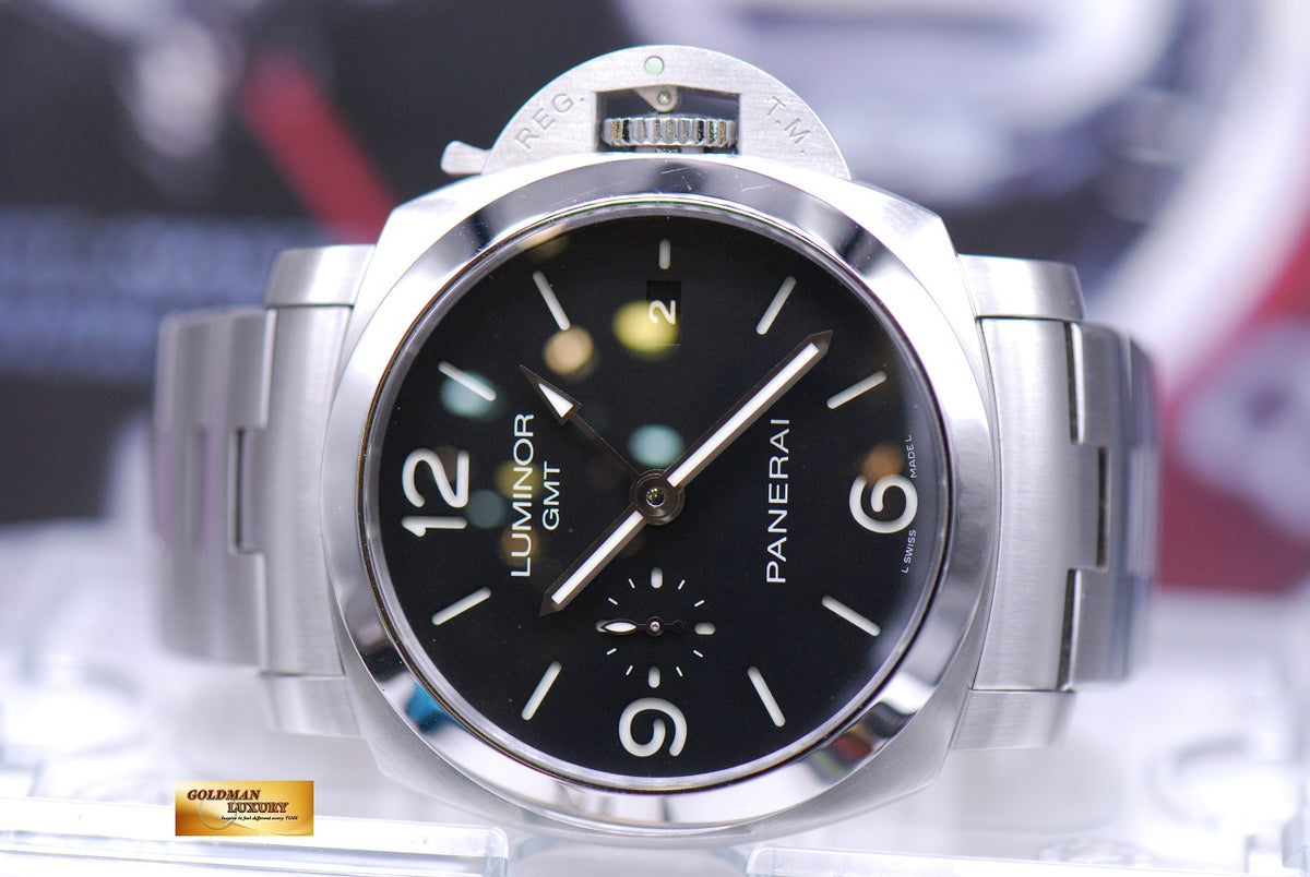 [SOLD] PANERAI LUMINOR 1950 GMT 44mm STAINLESS STEEL BRACELET PAM 329 AUTOMATIC (MINT)
