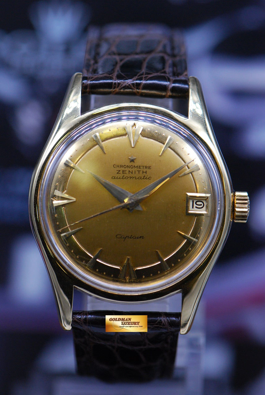[SOLD] ZENITH VINTAGE CAPTAIN 36mm 18K YELLOW GOLD HAMMER AUTOMATIC (VINTAGE MINT)