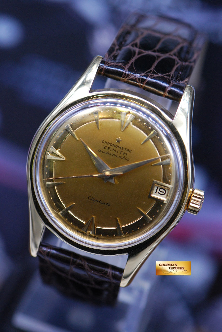 [SOLD] ZENITH VINTAGE CAPTAIN 36mm 18K YELLOW GOLD HAMMER AUTOMATIC (VINTAGE MINT)