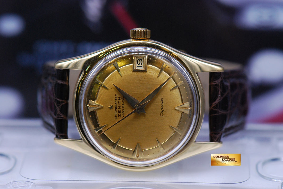 [SOLD] ZENITH VINTAGE CAPTAIN 36mm 18K YELLOW GOLD HAMMER AUTOMATIC (VINTAGE MINT)
