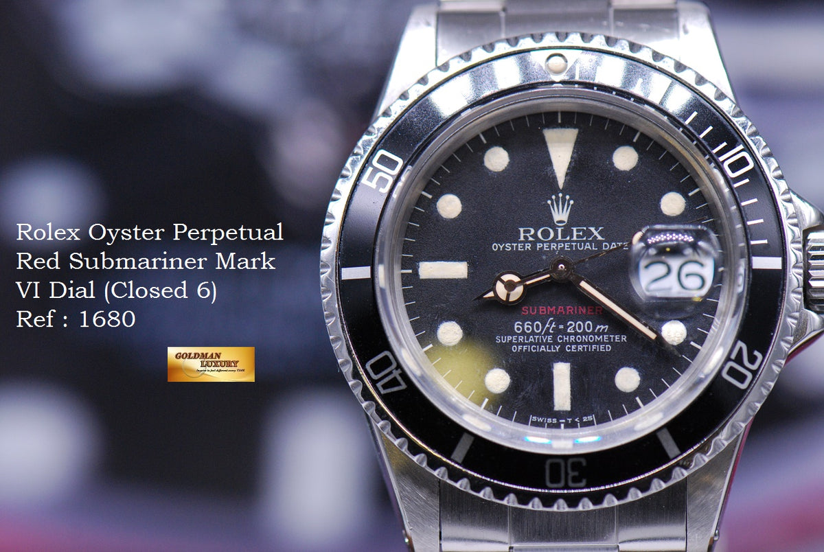 [SOLD] ROLEX OYSTER PERPETUAL VINTAGE RED SUBMARINER MARK VI DIAL 1680 (VINTAGE NEAR MINT)