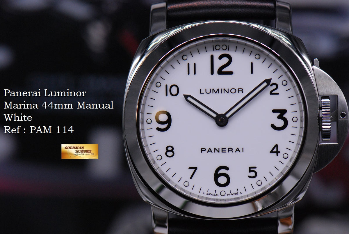 [SOLD] PANERAI LUMINOR BASE HISTORIC 44mm WHITE MANUAL PAM 114 (MINT)