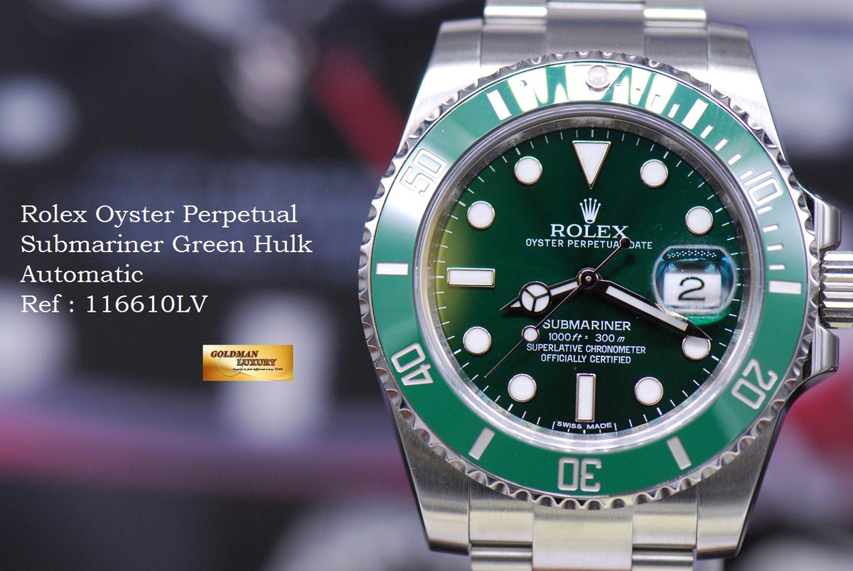 [SOLD] ROLEX OYSTER PERPETUAL SUBMARINER GREEN HULK 116610LV (MINT)
