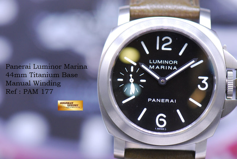 SOLD PANERAI LUMINOR MARINA 44mm TITANIUM BASE MANUAL PAM 177