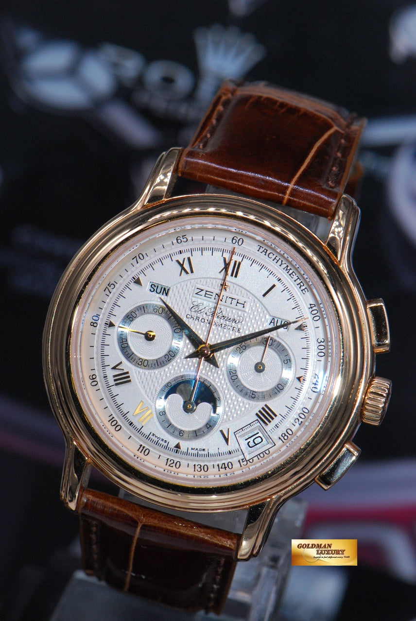 [SOLD] ZENITH EL PRIMERO CHRONOMASTER 18K ROSE GOLD DAY-DATE-MONTH MOONPHASE CHRONOGRAPH AUTOMATIC 17.0240.410 (NEAR MINT)