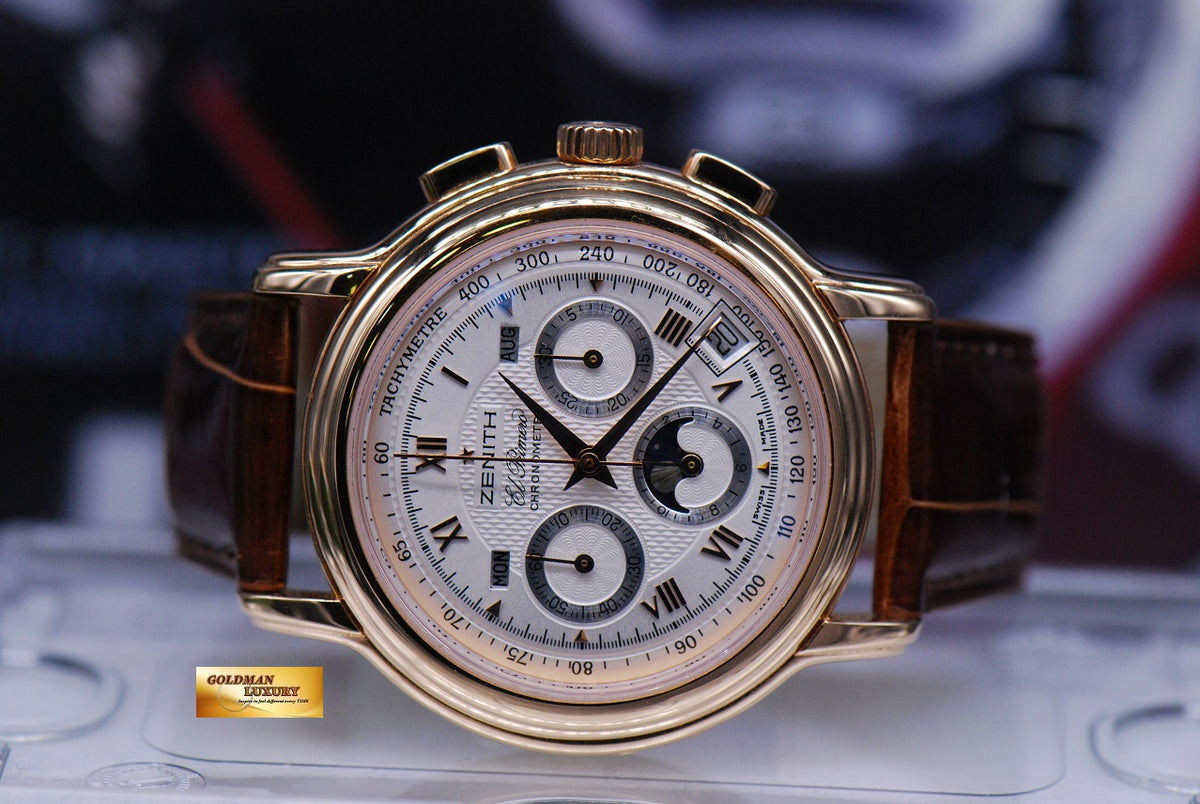 [SOLD] ZENITH EL PRIMERO CHRONOMASTER 18K ROSE GOLD DAY-DATE-MONTH MOONPHASE CHRONOGRAPH AUTOMATIC 17.0240.410 (NEAR MINT)