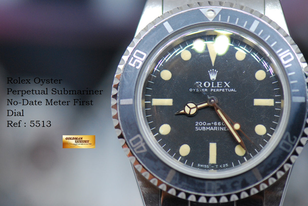 [SOLD] ROLEX OYSTER PERPETUAL SUBMARINER NO-DATE METER FIRST MATTE DIAL 5513 (VINTAGE)