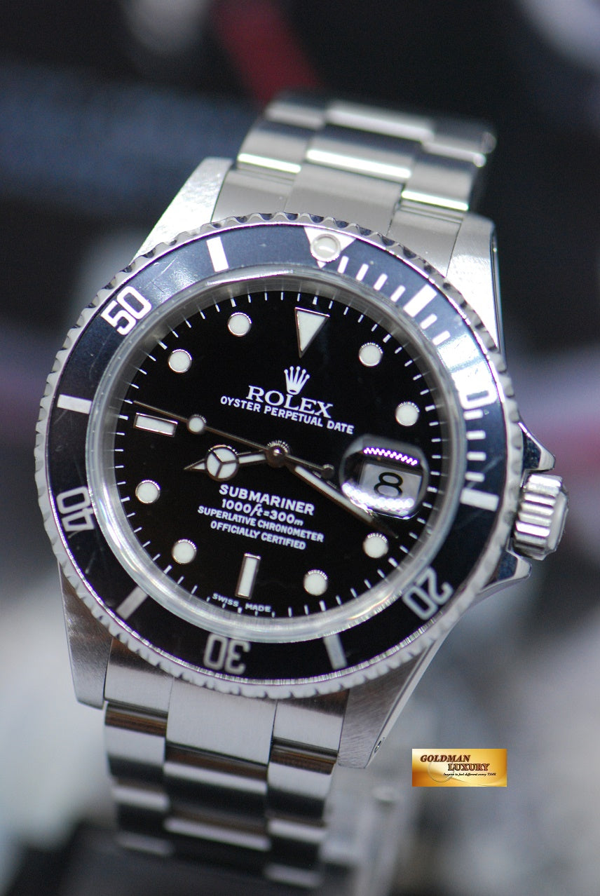 [SOLD] ROLEX OYSTER PERPETUAL SUBMARINER 40mm BLACK 16610 SOLID-END LINKS (NEAR MINT)