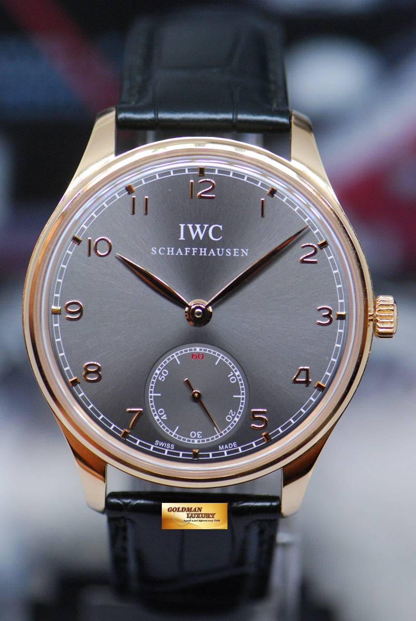 [SOLD] IWC PORTUGIESER HAND-WOUND 18K ROSE GOLD 44mm DARK GREY DIAL IW5454-06 (LNIB)