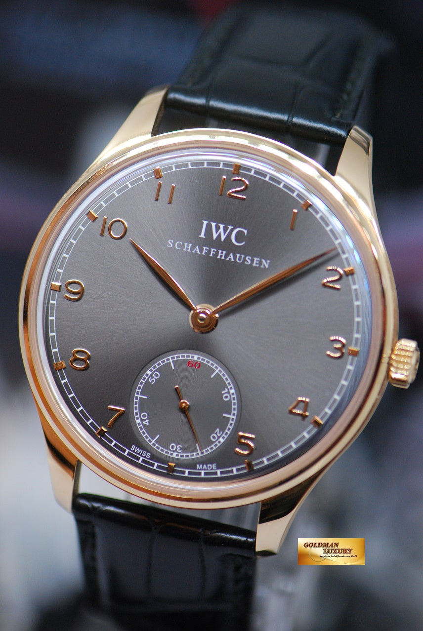 [SOLD] IWC PORTUGIESER HAND-WOUND 18K ROSE GOLD 44mm DARK GREY DIAL IW5454-06 (LNIB)