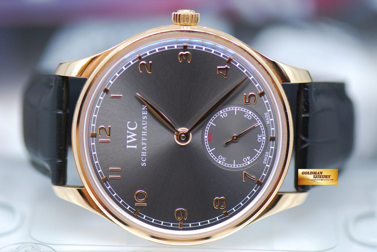 [SOLD] IWC PORTUGIESER HAND-WOUND 18K ROSE GOLD 44mm DARK GREY DIAL IW5454-06 (LNIB)