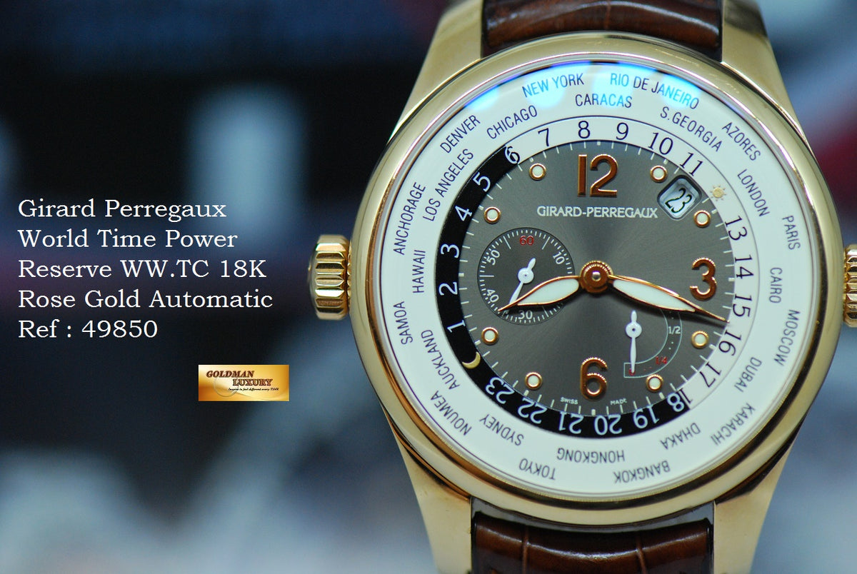 [SOLD] GIRARD PERREGAUX WORLD TIME WW.TC 18K ROSE GOLD POWER RESERVE AUTOMATIC 49850 (MINT)