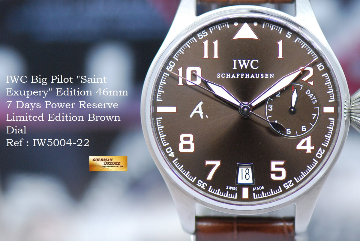 [SOLD] IWC BIG PILOT “ANTOINE SAINT EXUPERY” 46mm 7-DAYS POWER RESERVE LIMITED EDITION IW5004-22  (MINT)