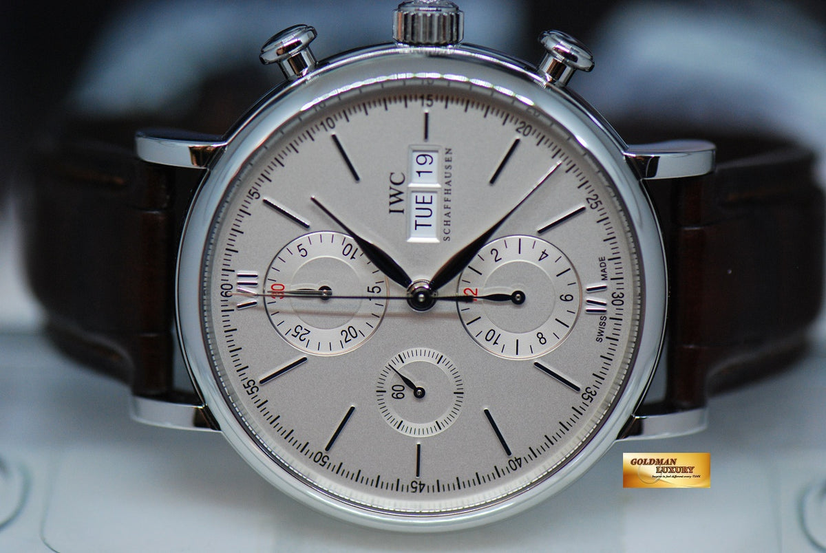[SOLD] IWC PORTOFINO CHRONOGRAPH 41mm DAY-DATE AUTOMATIC SILVER IW3910-07 (MINT)