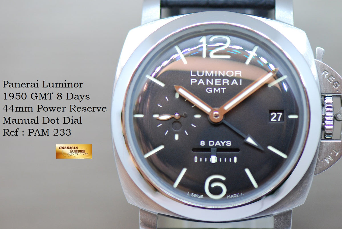 [SOLD] PANERAI LUMINOR GMT 1950 8 DAYS POWER RESERVE MANUAL PAM 233 (NEAR MINT)