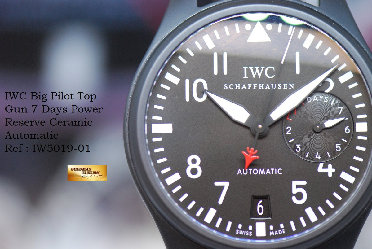 [SOLD] IWC BIG PILOT TOP GUN 47mm 7 DAYS POWER RESERVE BLACK CERAMIC AUTOMATIC IW5019-01 (NEAR MINT)