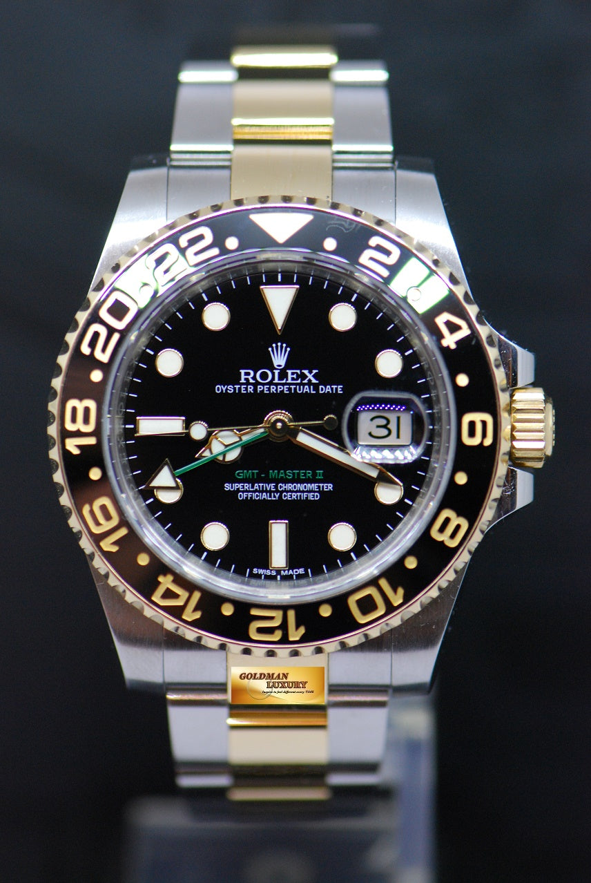 [SOLD] ROLEX OYSTER GMT-MASTER II HALF-GOLD CERAMIC BEZEL AUTOMATIC 116713LN (MINT)