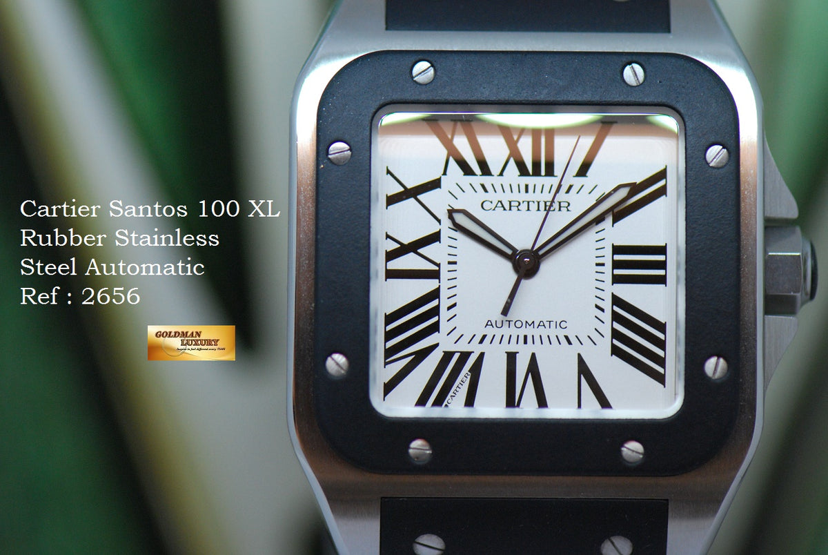 [SOLD] CARTIER SANTOS 100 XL RUBBER STAINLESS STEEL AUTOMATIC 2656 (MINT)